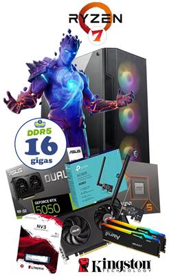 PC AMD GAMER RYZEN 7 8700F 16GB DDR5 RGB 1TB RTX50
